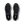 Black running shoe with white sole on a white background