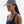 Woman wearing a gray cap with a brand logo on a white background
