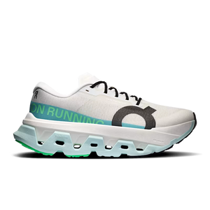 A lateral side of a women's On running with large logo'ing in the middle.