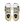 White running shoes with black and yellow accents on a white background