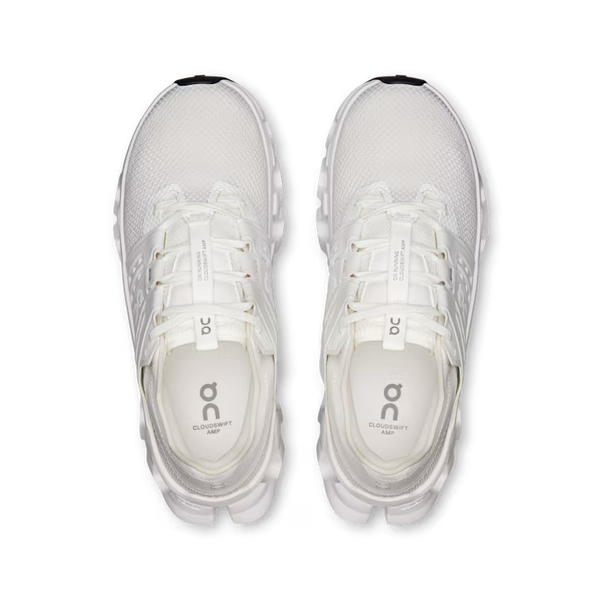 White running shoes with visible brand logo on a white background