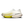 A single running shoe shown in side profile on a clean white background. The shoe has a white knit upper with subtle yellow accents, a thick white midsole, and a bright yellow heel section.