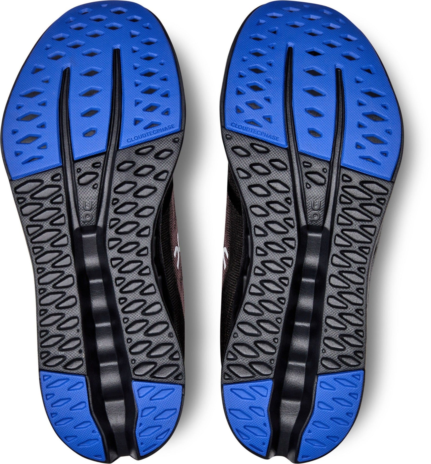 Bottom (outer sole) view of the Women's Cloudsurfer by ON in the color Black/Cobalt