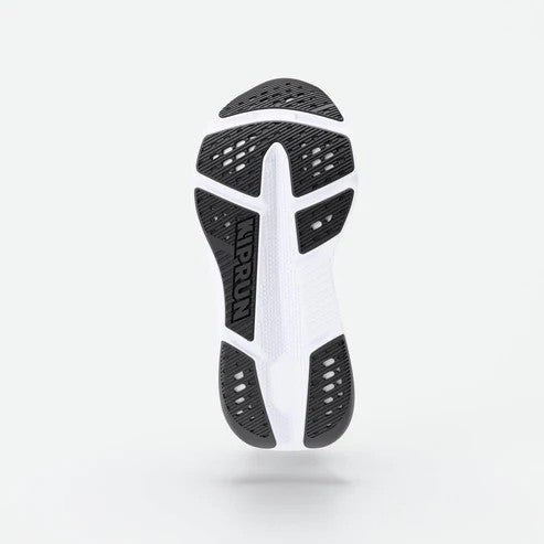Close-up of a shoe sole with brand logo on a white background