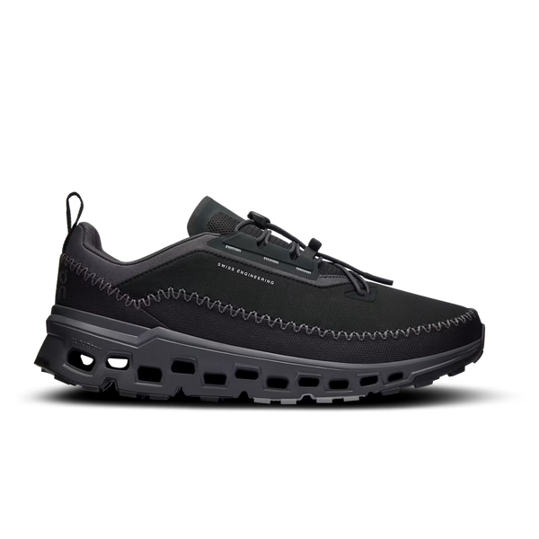 These all black lifestyle shoes from On have a thick stick that goes right through the middle of the upper.