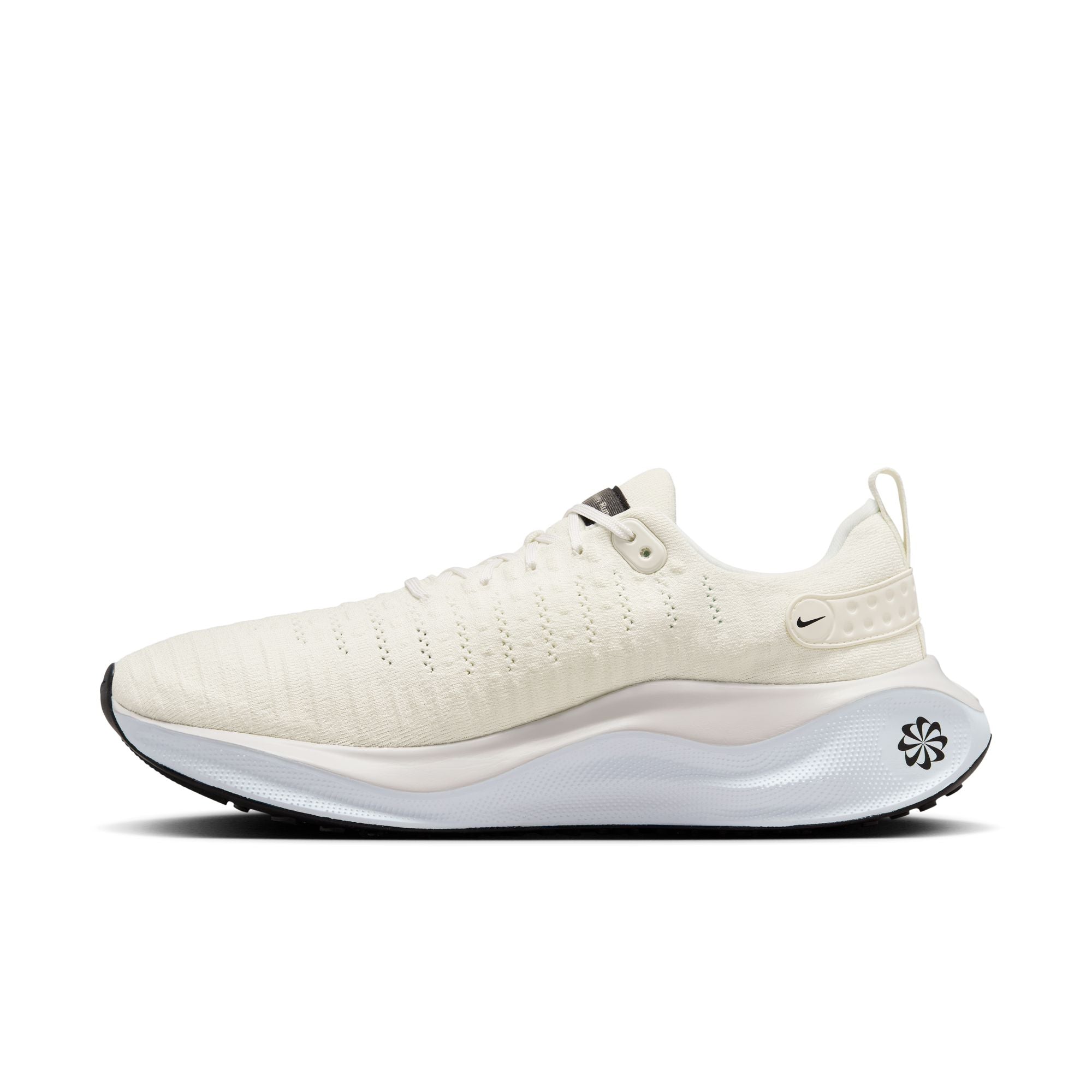 The medial side of the Nike React Infinity has a knit upper that looks very soft and comfortable especailly in this off white color