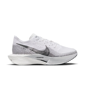 The Women's Nike Vaporfly Next % 3 is has an all white and grey upper making it look very clean