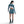 Woman wearing a teal athletic outfit on a white background