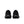 Black athletic shoes shown from the back on a white background