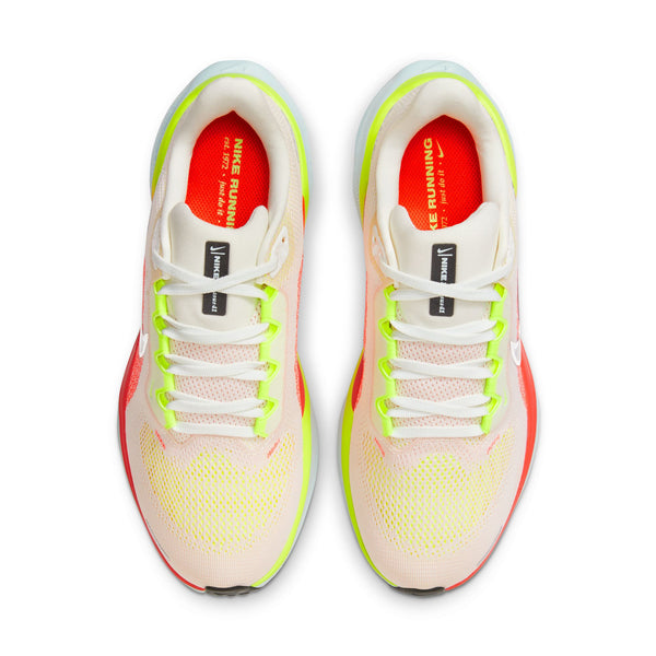 The laces in this Women's Pegasus 41 are white and loop through neon green eyelets