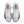 White running shoes with colorful accents on a white background