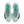 A top down look of the light blue Nike running shoes with black laces on a white background.
