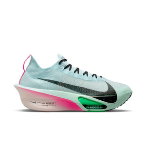 The Men's nike Alphafly is a light blue running shoe with black swoosh logo on a white background.