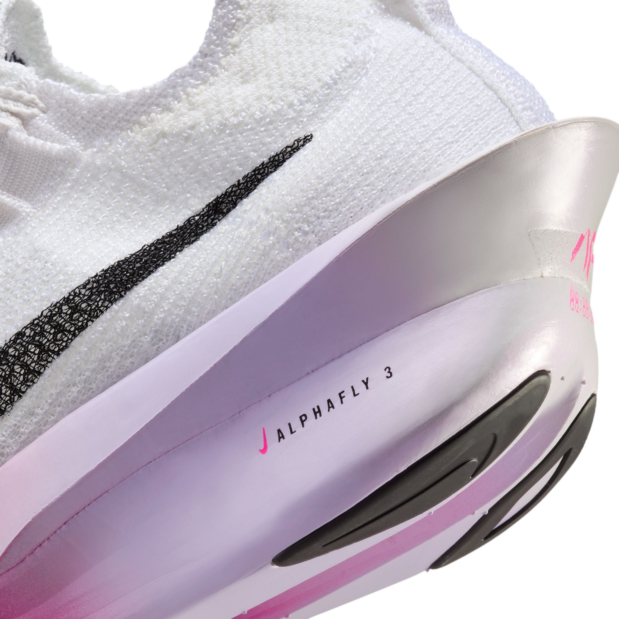 Super closeup of the heel of the Women's Alphafly 3