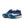 Blue and green running shoes from Nike with black shoe laces.