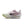 Pink and green running shoe with Nike logo on a white background