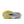 Close-up of a shoe sole with yellow and gray design on a white background