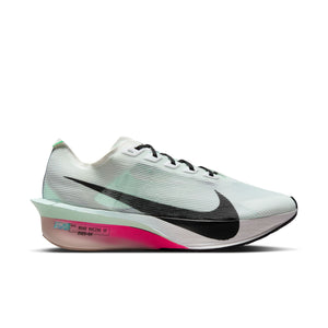 White Nike running shoe with black swoosh logo on a white background.