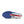 Outsole view of a blue and white athletic shoe with red accents on a white background.