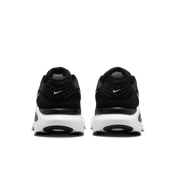 Black and white running shoes with Nike logo on a white background.