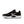 Black running shoe with white Nike logo on a white background.