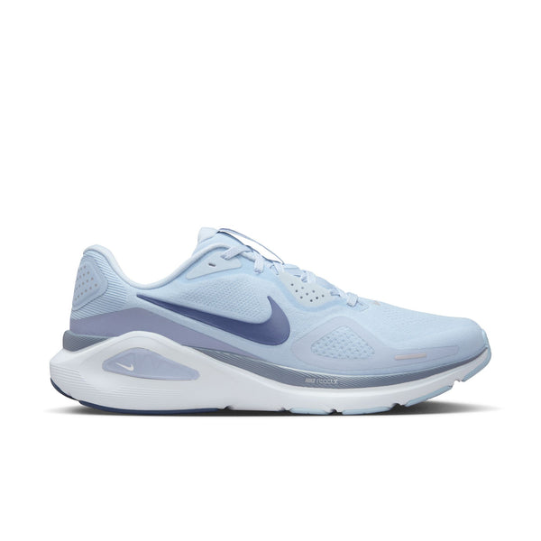 Light blue running shoe with Nike logo on a white background.