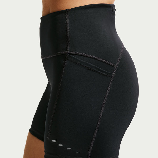 Black compression shorts on a white background