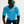 Person wearing a blue athletic shirt and black shorts with Nike logo, standing against a light gray background.