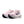 Pink running shoes with a blue Nike logo on a white background