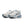 White and blue running shoes with Nike logo on a white background