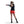 Woman in black tank top and red shorts stretching on a white background