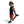 Woman in athletic wear with a Nike shirt and red shorts on a white background