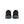 Black athletic shoes with sole design on a white background