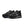 A pair of men's Nike shoes that are almost all black except for the swhoosh and the air zoom pods surrounding the midsole.