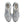 Pair of white running shoes with blue accents on a white background