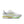 White running shoe with colorful sole on a white background