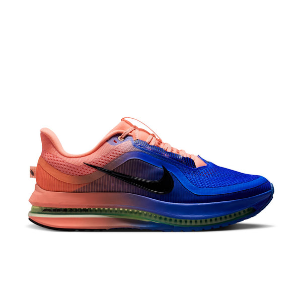 Multicolored running shoe with gradient design on a white background