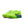 Bright green running shoes with a blue sole on a white background