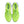 Pair of neon green running shoes with blue accents on a white background