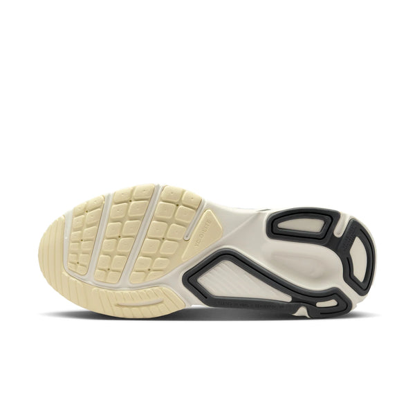 Close-up of a Nike Structure Plus sneaker sole with a white and black design on a white background