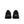 Black athletic shoes shown from the back on a white background.