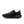 The medial side of a black Nike running shoe on a white background that is waterproof.