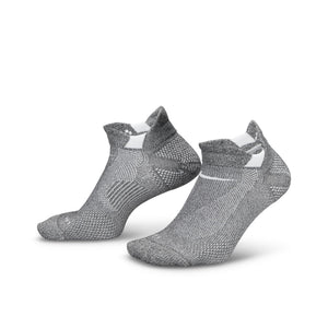 Pair of gray ankle socks on a white background