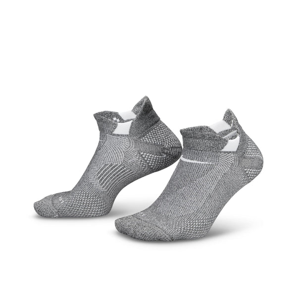 Pair of gray ankle socks on a white background