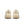 Pair of beige running shoes on a white background