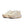 Pair of beige running shoes with a white Nike logo on a white background