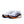 White running shoes with orange and blue accents on a white background
