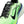 Green running shoe with black laces and Nike logo on a white background
