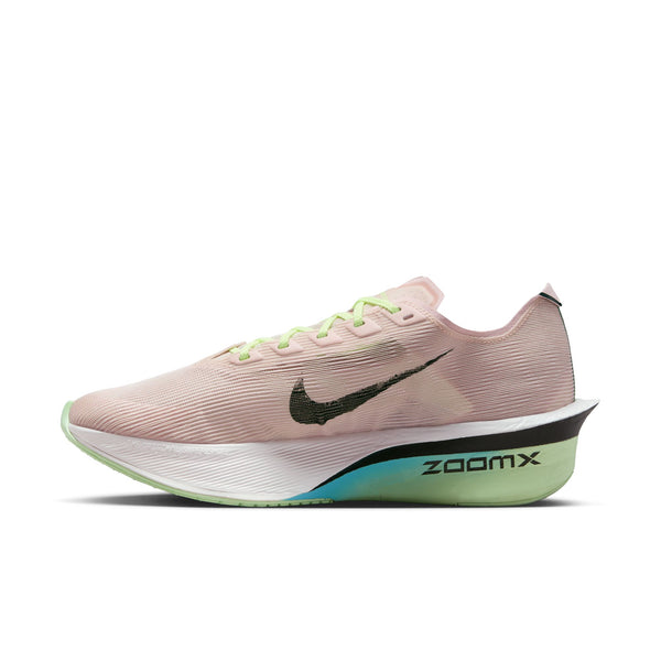 Pink running shoe with Nike logo and 'ZoomX' text on a white background.