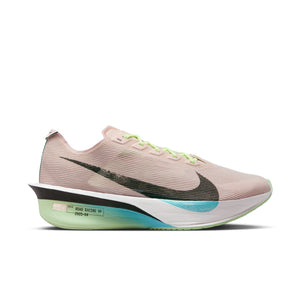 Pink running shoe with black swoosh logo on a white background.